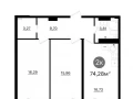 2-комнатная квартира, 74.28 м2 , 8 этаж,  проспект Кирова, 71 - фото 1