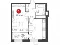 1-комнатная квартира - дом 14 А, 1 / ЖК Панова Парк - фото 1
