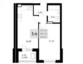 1-комнатная квартира, 46.61 м2 , 11 этаж, Карла Маркса пр-кт, 243  - план фото 1