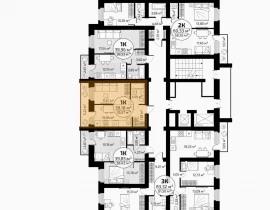 1-комнатная квартира, 38.18 м2 , 17 этаж, пос Мехзавод  - план фото 1
