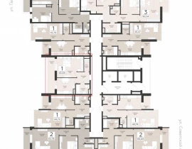 1-комнатная квартира, 43.08 м2 , 13 этаж, Советской Армии - план фото 1