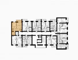 1-комнатная квартира, 43.5 м2 , 18 этаж, пос Мехзавод  - план фото 1