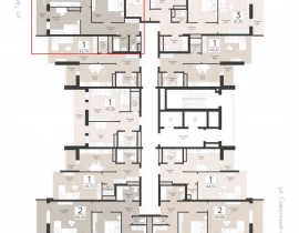 2-комнатная квартира, 63.59 м2 , 12 этаж, Советской Армии - план фото 1