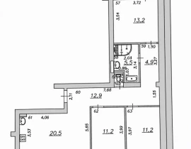 3-комнатная квартира, 79.9 м2 , 3 этаж, Тургенева, 7 - план фото 1