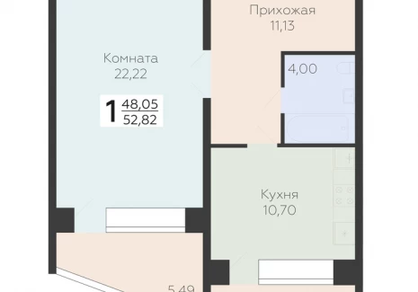1-комнатная квартира - Квартал, 3 / ЖК Салют - план фото 1
