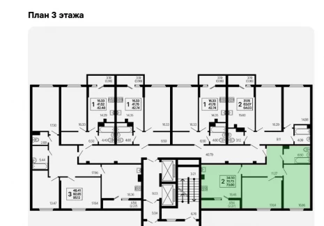 2-комнатная квартира - 3-й проезд, 44 / ЖК  Развитие - план фото 1