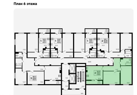 2-комнатная квартира - 3-й проезд, 44 / ЖК  Развитие - план фото 1