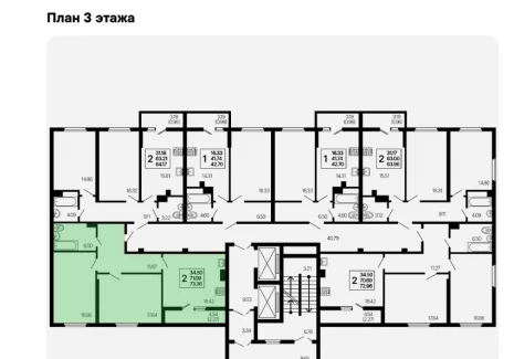 2-комнатная квартира - 3-й проезд, 44 / ЖК  Развитие - план фото 1