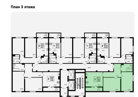 2-комнатная квартира - 3-й проезд, 44 / ЖК  Развитие - план фото 1