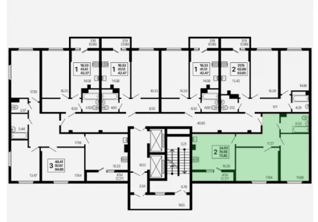2-комнатная квартира - 3-й проезд, 44 / ЖК  Развитие - план фото 1