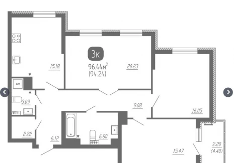 3-комнатная квартира - Советской Армии ул, 47 / ЖК  СОВА - план фото 2