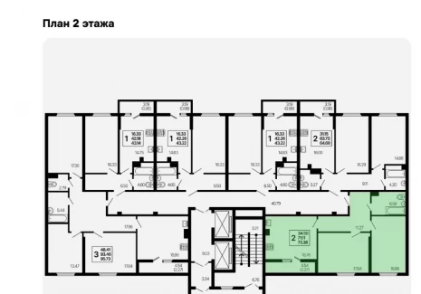 2-комнатная квартира - 3-й проезд, 44 / ЖК  Развитие - план фото 1