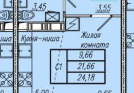 Квартира студия - Квартал 43 (6 очередь), 2 этап / ЖК  Южный город 6 очередь - план фото 1