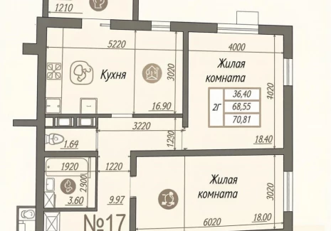 3-комнатная квартира - Агнии Барто, 8 - план фото 1