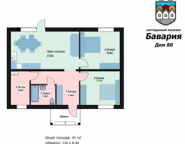 Дом 81.4 кв.м, КП Бавария парк с.п. Черноречье, пос. Чапаевка, ул. Луговая, проект - фото 1