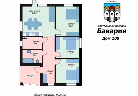 Дом 100 кв.м. КП Бавария парк с.п. Черноречье, пос. Чапаевка, ул. Луговая - фото 1