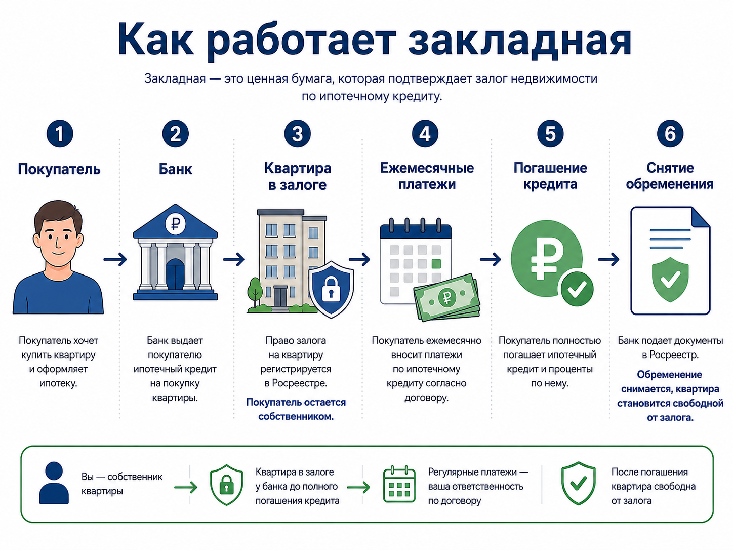 Схема работы закладной на квартиру при ипотеке