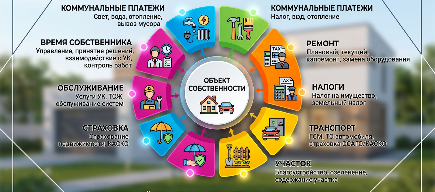 Схема полной стоимости проживания в доме или квартире