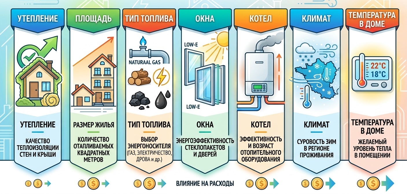 Факторы, влияющие на расходы на отопление частного дома